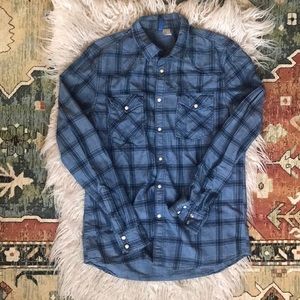 Men’s H&M Denim Plaid, Pearl Snap Button Up